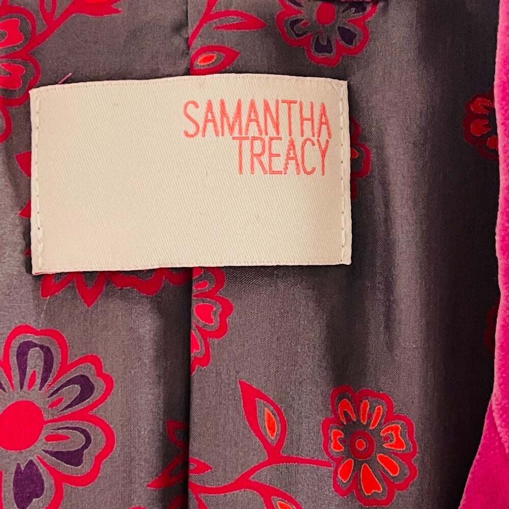 Samantha Treacy Women's Hot Pink Velvet Blazer Jacket with Floral Lining - Picture 6 of 7
